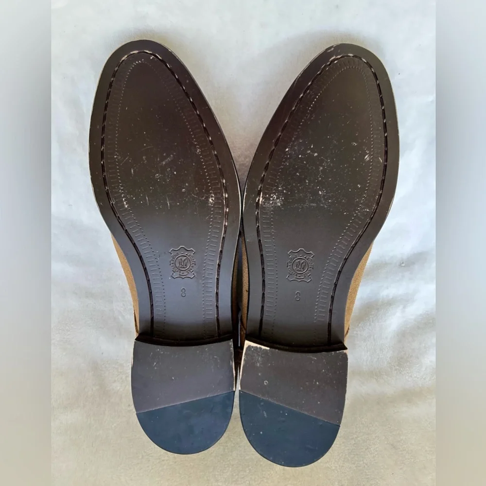 Banana Republic Double Monk Strap Tan Mens Size 8 Shoes Suede Oxfords Flats EUC